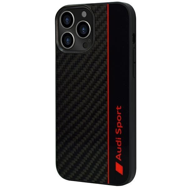 Audi Carbon Fiber Stripe-deksel til iPhone 13 Pro Max 6.7 - Svart AUS-TPUPCIP13PM-R8/D1-BK