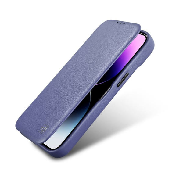 ICARER CASE LÆDERCASE MED MAGSAFE TIL IPHONE 14PLUS LYS LILLA