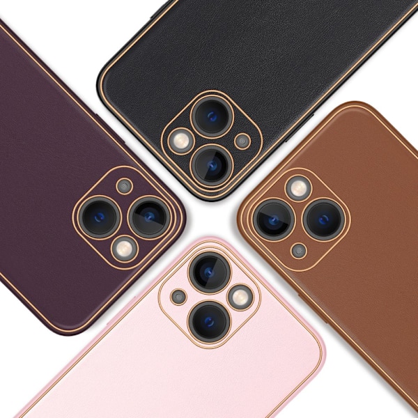 Dux Ducis Yolo iPhone 14 Plus-deksel, stilig beskyttelsesdeksel laget av lilla økologisk lær