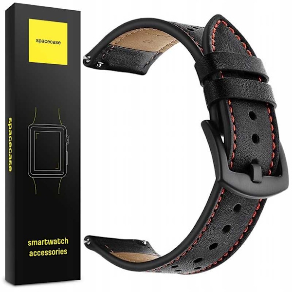 Spacecase Klorrem 20Mm Svart Läder För Apple Watch 1 2 3 4 5
