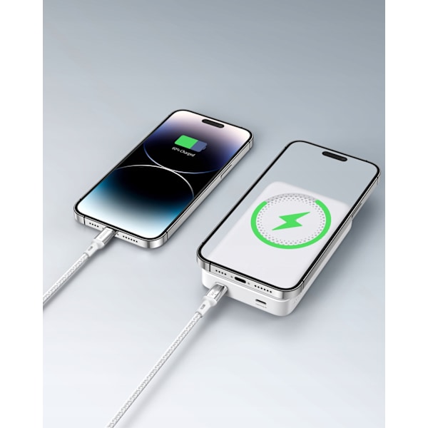 INNOSTYLE POWERMAG 2IN1 SNABB INDUKTION POWERBANK FÖR MAGSAFE 10000MAH STATIV VIT
