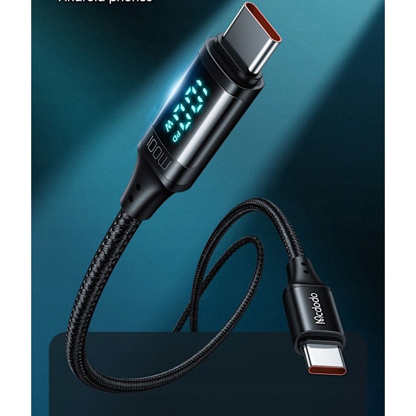 MCDODO CABLE MED DISPLAY USB-C SNABBLADDING USB TYPE C 5A 100W 1M