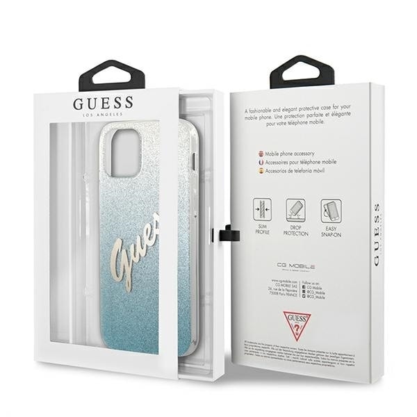 Guess GUHCP12SPCUGLSBL iPhone 12 mini 5.4 blå/blå hardt deksel Glitter Gradient Script