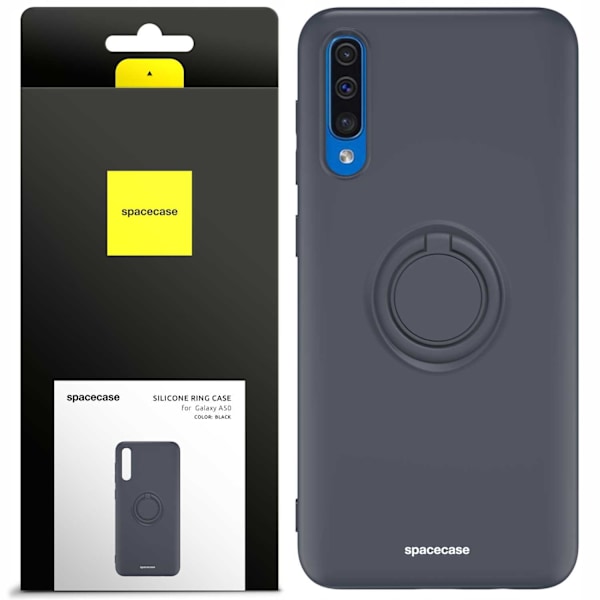 Spacecase Silikonecase Ring För Samsung Galaxy A50 Svart