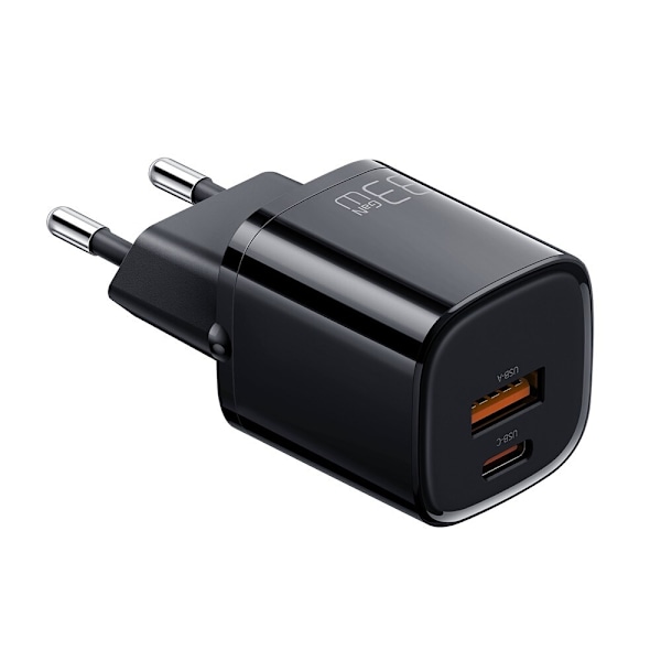 Mcdodo Nano GaN 2X USB/USB-C PD QC telefon/nettbrettlader - 33W svart