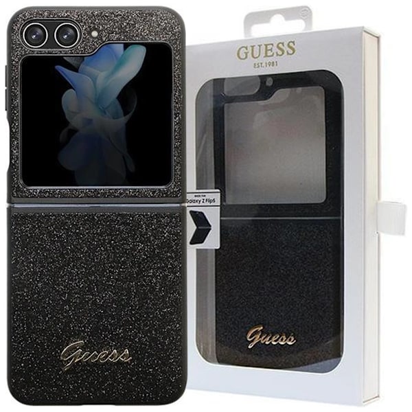 Guess Glitter Script-deksel til Samsung Galaxy Z Flip 5 - Svart