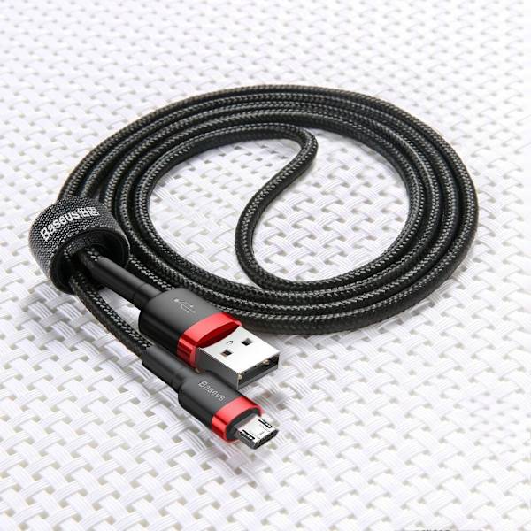 Baseus Cafule-kabel slitesterk nylonkabel USB / mikro-USB-kabel 2A 3M svart og rød (CAMKLF-H91)