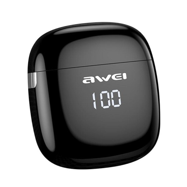 AWEI Bluetooth 5.0 T28P TWS hörlurar + dockningsstation svart/svart