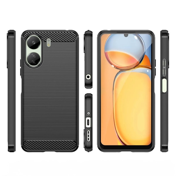 CARBON CASE TIL XIAOMI REDMI 13C FLEXIBLE SILICONE CARBON COVER - SORT