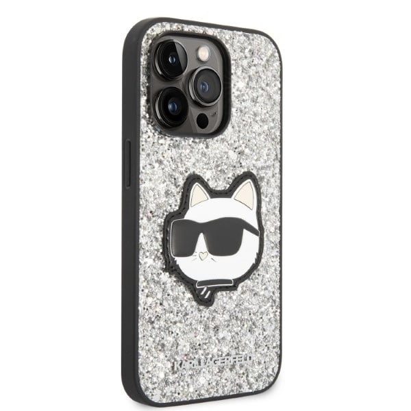 KARL LAGERFELD GLITTER CHOUPETTE PATCH COVER TIL IPHONE 14 PRO MAX - SØLV