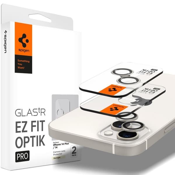 CAMERA COVER SPIGEN OPTIK.TR "EZ FIT" CAMERA PROTECTOR 2-PACK IPHONE 14/14 PLUS STARLIGHT