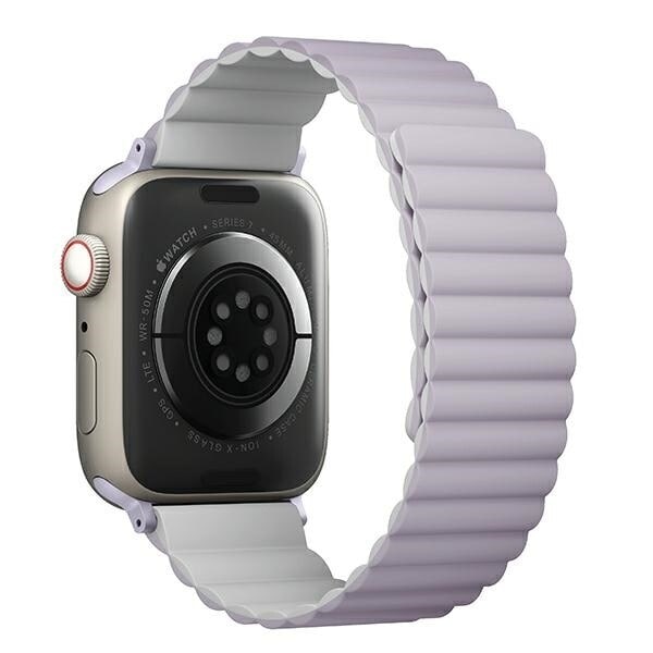 UNIQ armbånd Revix Apple Watch Series 4/5/6/7/8/SE/SE2/Ultra 42/44/45mm. Vendbar Magnetisk lilla-hvit/syrin-hvit