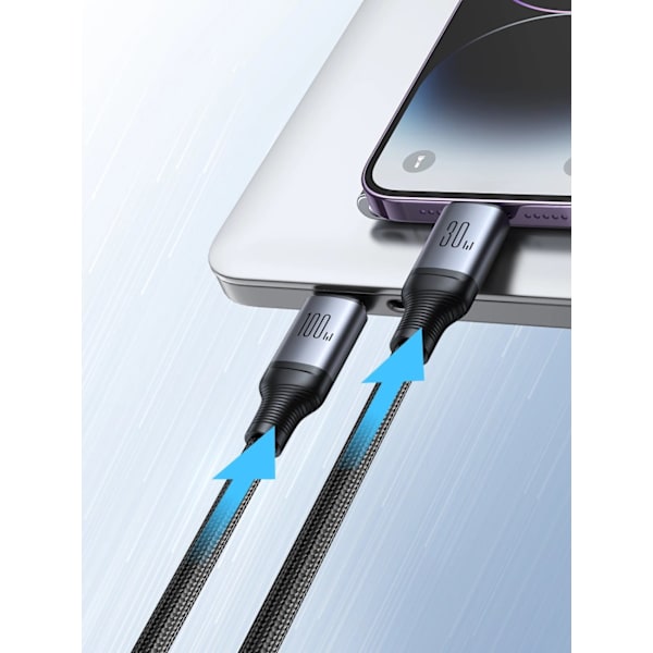 2 i 1 kabel Joyroom Speedy series SA21-1T2 USB-C - USB-C / Lightning 100W 1,5m svart