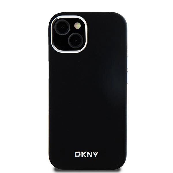DKNY flytende silikon liten metalllogo MagSafe-deksel til iPhone 14/15/13 - Svart