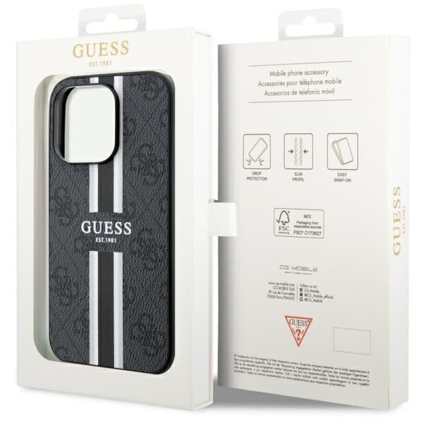 GUESS GUHMP14XP4RPSK ETUI TIL IPHONE 14 PRO MAX 6.7 - SORT 4G PRINTED STRIPES MAGSAFE