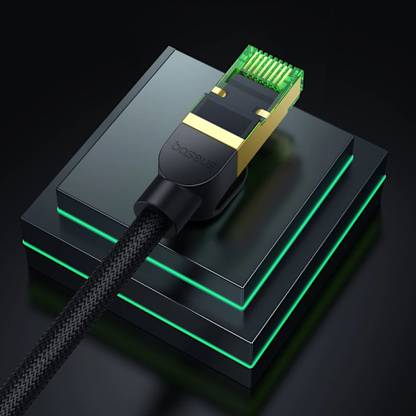 BASEUS HURTIGT RJ45-NETVÆRKSKABEL. 8 40GBPS 1M FLETTET SORT