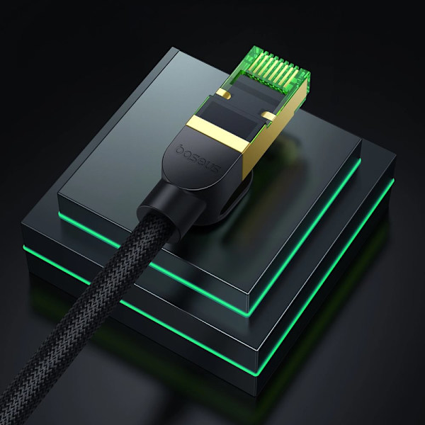 Baseus rask RJ45 nettverkskabel. 8 40Gbps 1m flettet svart