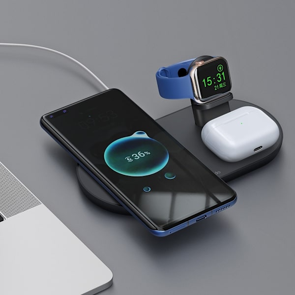 Mcdodo Dockningsstation, 3-i-1 laddare för iPhone, Airpods, Klocka, svart