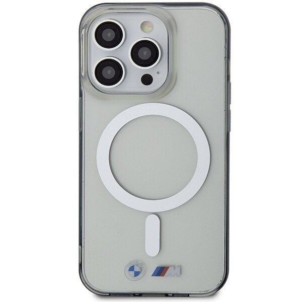 BMW BMHMP14LHCRS deksel til iPhone 14 Pro - gjennomsiktig hardt deksel Silver Ring MagSafe