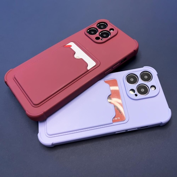 Card Armor Case for iPhone 11 Pro-kortlommebok? silikon pansret Air Bag-etui, bringebær