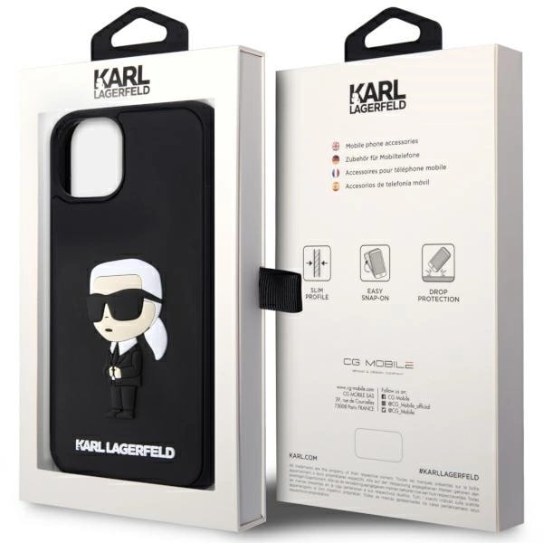 KARL LAGERFELD RUBBER IKONIK 3D ETUI TIL IPHONE 14 PLUS - SORT