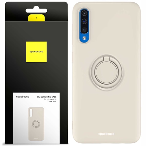 Spacecase Silikoncase Ring För Samsung Galaxy A50 Bone Cover