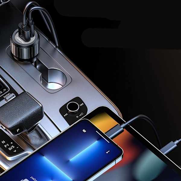CHOETECH HURTIG BILOPLADER USB-C USB-A PD 63W HOLDBAR SORT