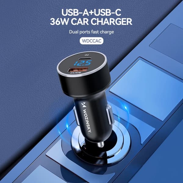 Wozinsky WDCCAC USB-C USB-A 36W billader - svart