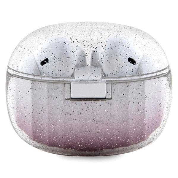 Guess Glitter Gradient TWS Bluetooth-hodetelefoner + dokkingstasjon - Rosa