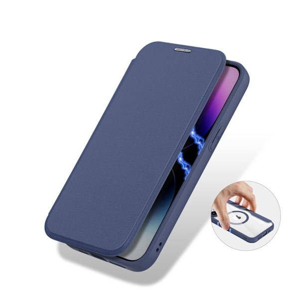 iPhone 15 Pro-deksel Magnetisk MagSafe-deksel med Flip Dux Ducis Skin X Pro - Blå