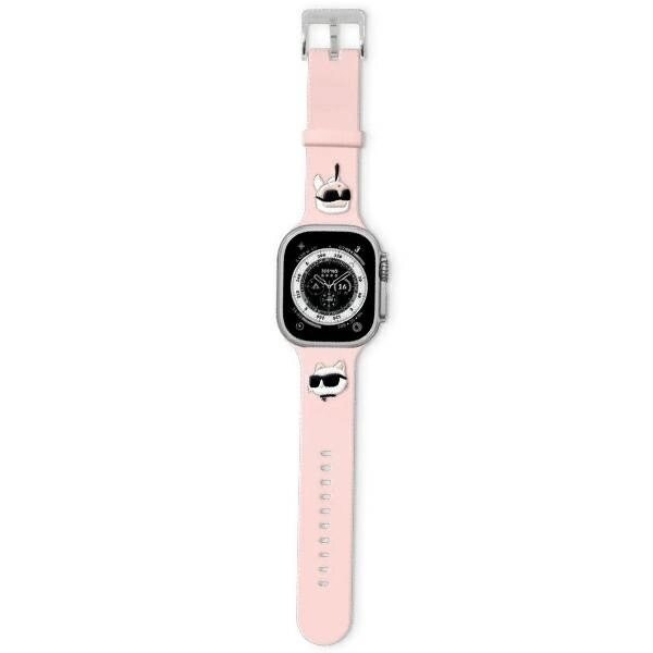 Karl Lagerfeld 3D gummi Karl&Choupette-hodestropp for Apple Watch 38/40/41 mm - Rosa