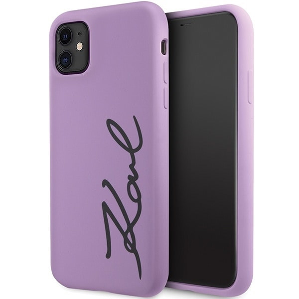 Karl Lagerfeld KLHCN61SKSVGU Deksel for iPhone 11 / Xr Lilla/lilla hardt deksel Silikonsignatur