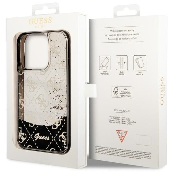 Guess GUHCP14LLC4PSGK deksel til iPhone 14 Pro - svart Liquid Glitter 4G Transculent