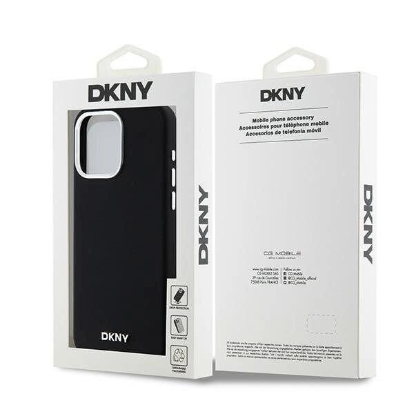 DKNY flytende silikon liten metalllogo MagSafe beskyttelsesdeksel til iPhone 14 Pro Max - svart