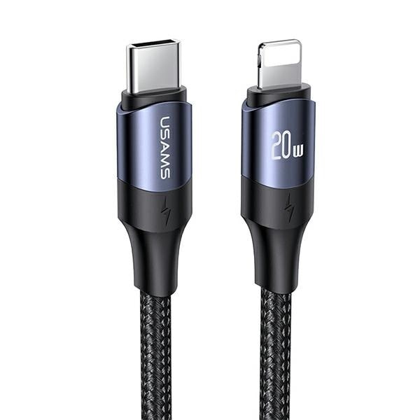USAMS-kabel U71 USB-C till Lightning 2m 20W PD Snabbladdning svart/svart SJ522USB01 (US-SJ522)