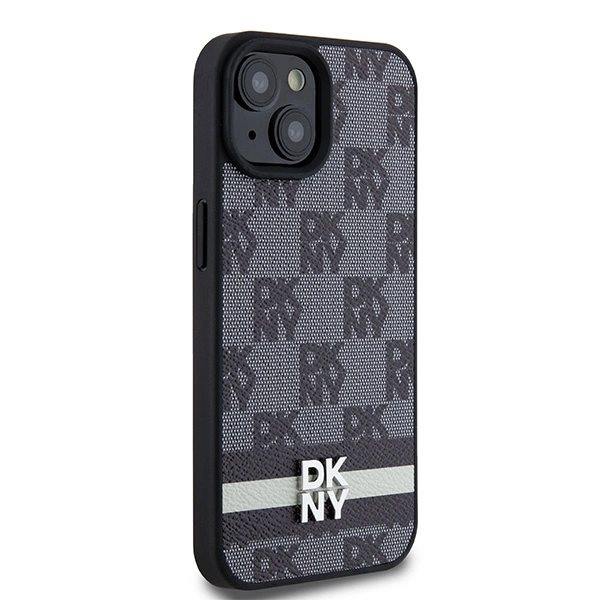 DKNY skinn-rutet mono-mønster trykt stripe-deksel til iPhone 15/14/13 - svart