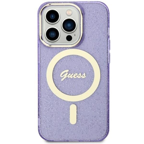 Guess GUHMN61HCMCGU-deksel til iPhone 11 / Xr Lilla/lilla hardt deksel Glitter Gold MagSafe