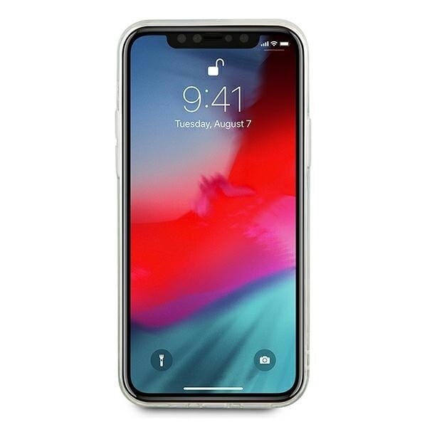 Guess GUHCP12LGLVSBL iPhone 12 Pro Max 6.7 blå/blå hardt deksel Glitter Vintage Script