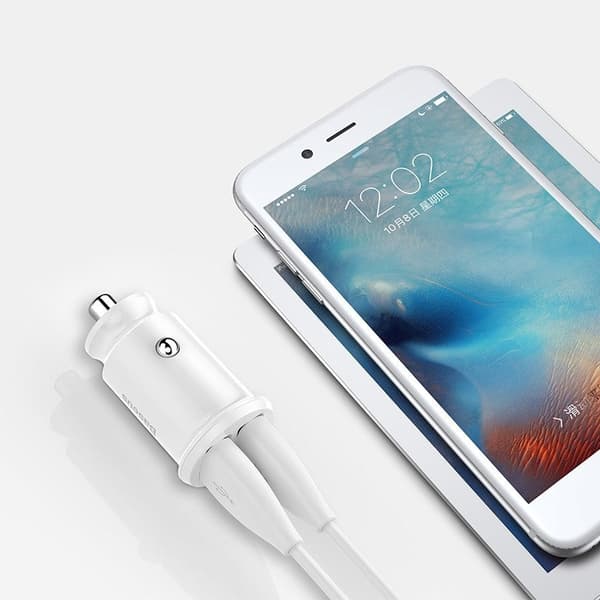 Baseus Grain Car Charger mini billader 2x USB 3.1A hvit (CCALL-ML02)