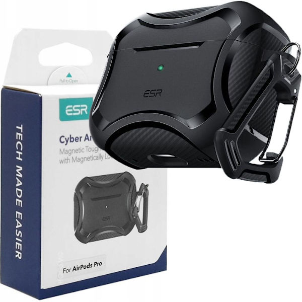 ESR CYBER ARMOR HALOLOCK-ETUI MED MAGSAFE TIL APPLE AIRPODS PRO 1/2 - SORT