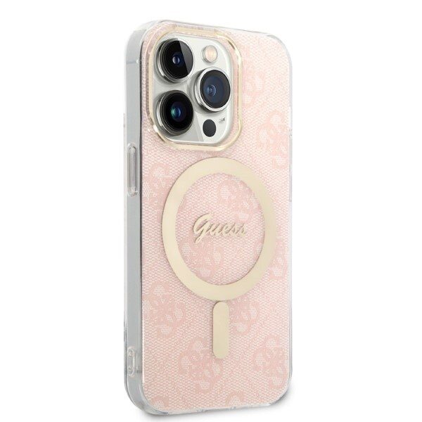 Guess Set MagSafe lader + etui for iPhone 14 Pro 6.1 Rosa 4G-utskrift (GUBPP14LH4EACSP)