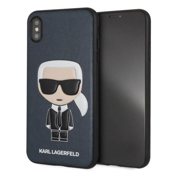 Karl Lagerfeld KLHCI65IKPUBL iPhone Xs Max hardt deksel blå/blå Ikonisk Karl-preget