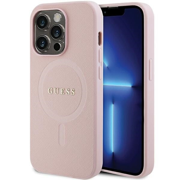 Guess GUHMP14LPSAHMCP-deksel til iPhone 14 Pro - rosa Saffiano MagSafe