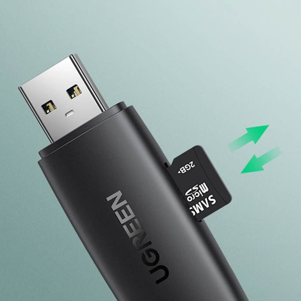 Ugrønn SD / micro SD-kortleseradapter (USB-A / USB-C) svart (CM304)