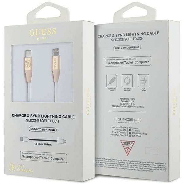 Guess Ebossed Logo USB-C / Lightning-kabel 1,5 m hurtiglading - gull
