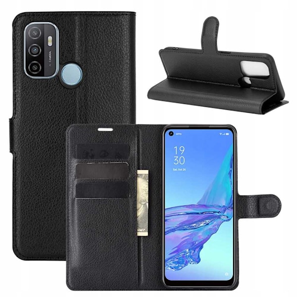 Litchi-Fodral För Oppo A53 2020 Svart Silikon