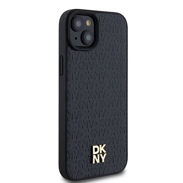 DKNY skinnmonogrammønster metalllogo MagSafe-deksel for iPhone 15 Plus / 14 Plus - Svart