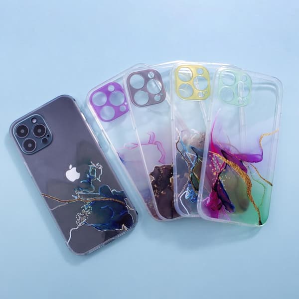 Marble Case deksel til iPhone 12 Pro Max, rosa marmor gel skall