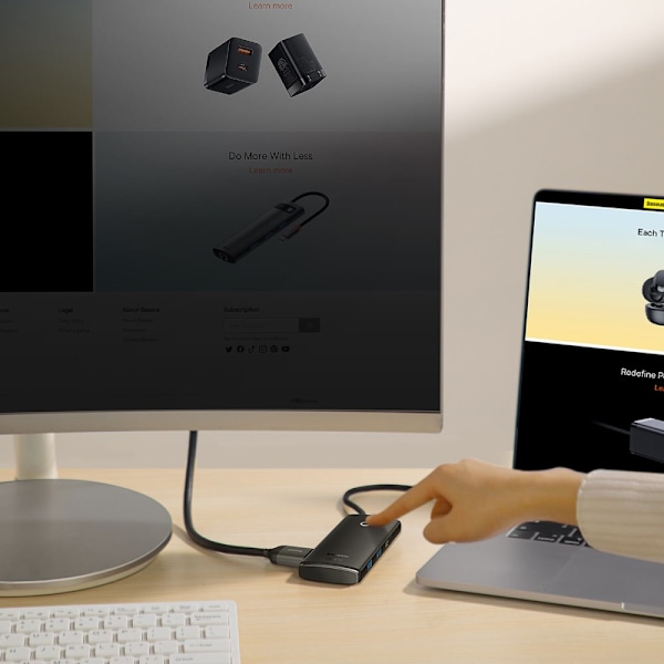 Baseus Lite Series Multifunksjon USB Type C HUB - 2 x USB 3.0 / USB Type C PD / HDMI 1.4 / SD/TF Svart (WKQX050101)