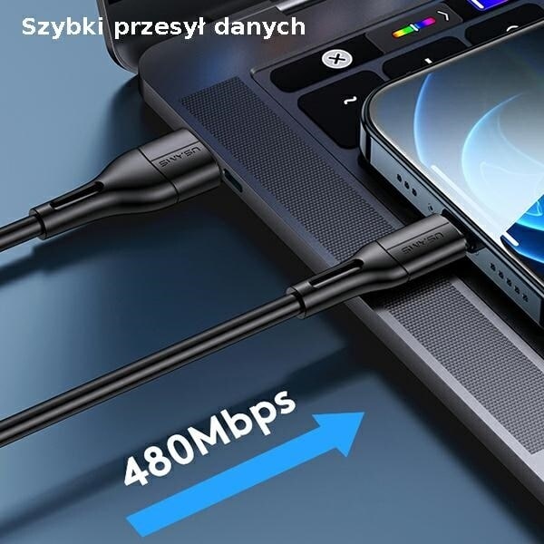 USAMS-kabel U68 microUSB 2A Snabbladdning 1m svart/svart SJ502USB01 (US-SJ502)